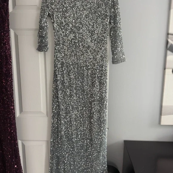 Adrianna Papell | Dresses | Adrianna Papell Silver Sequin Long Sleeve Gown | Poshmark Adrianna Papell | Dresses | Adrianna Papell Silver Sequin Long Sleeve Gown | Poshmark